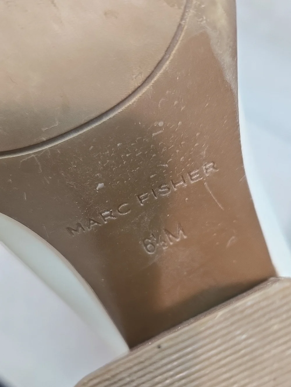 Marc Fisher Women's Marela Cream Leather Ankle Boots Block Heel Shoes Sz 6.5M